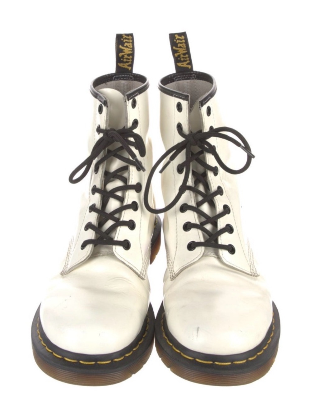 Dr. Martens White Leather Lace-Up Boots Size 10